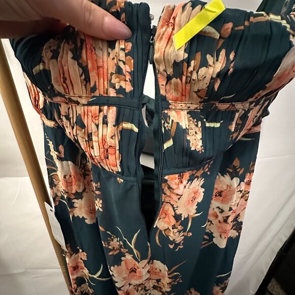 Lulus Enchanting Garden Strapless Maxi Dress - Emerald Floral - Size XL - NWT - Picture 6 of 7